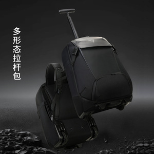 Large Capacity Trolley <b>Backpack</b> <b>Waterproof</b> Oxford Cloth 36-55L Middle Size Business Travel Bag <b>Black</b> Solid Color - Product Image 3