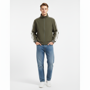 Jaket Pria Anti Air Bahan Nylon Bernapas Kerah Tegak Model Longgar Resleting Depan untuk Santai & Olahraga |   Pakaian Luar Sehari-hari Musim Gugur Musim Dingin - Product Image 2