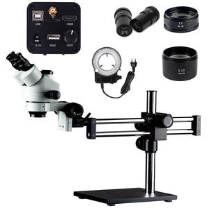 <span class=keywords><strong>Microscope</strong></span> à zoom 3.5X-180X tout métal support de bureau outil de réparation de carte PCB de téléphone portable lumière LED <span class=keywords><strong>Microscope</strong></span> de réparation Mobile à double bras - Product Image 1