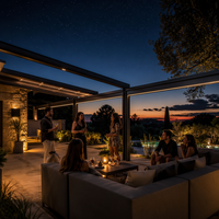 Pergola Bioclimatique Motorisée Série S Ultra-Luxe avec Lames Orientables, en Aluminium Robuste, Imperméable, pour Villa Haut de Gamme