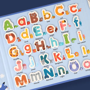 Aimants épais en bois 26 lettres <span class=keywords><strong>alphabet</strong></span> animal mignon livre magnétique lettre cognition jouet pour enfants - Product Image 5