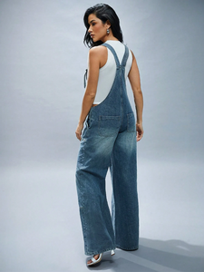 <span class=keywords><strong>Tuta</strong></span> in Denim a vita alta personalizzata da donna taglie forti <span class=keywords><strong>tuta</strong></span> <span class=keywords><strong>Jeans</strong></span> - Product Image 2