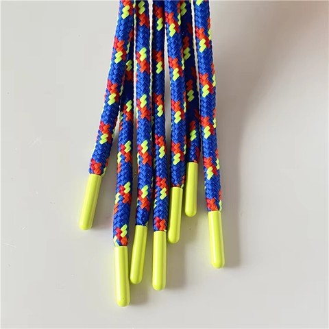 Custom Garment Decorative Cord Woven Long Cort Drawstring With Silicone Tips