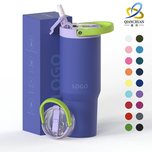 Qianchuan 32oz Stainless Steel Tumbler Double Wall Vacuum <b>Insulated</b> Travel <b>Mug</b> With Straw For Outdoor Use - Product Image 1