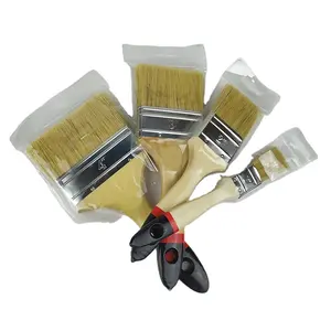 Set spazzola per capelli da 2.5 pollici con manico in legno nero e rosso pennelli in setola