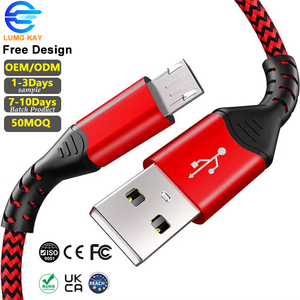 Cavo Micro USB 2.0 Intrecciato in Nylon LUNG AKY da 3 Piedi, Ricarica Rapida 3A, Cavo Dati USB-A a Micro-B ad Alta Velocità - Product Image 1