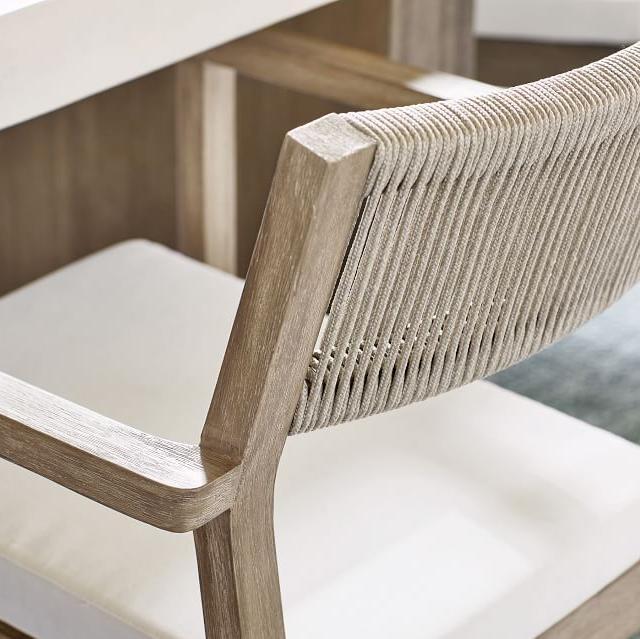 Wholesale New Fashion Concrete Rectangular Table Rope 6 Teak Chair Outdoor Dining Set