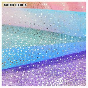 Tela de Malla con Estampado Digital de Arcoíris, Tendencia Nueva en América, Tela Brillante Plateada con Puntos, Tul por Rollo - Product Image 5