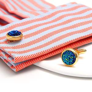 カフリンクスギフト用,ゴールドメタルカフス男性カフスカスタム高級パーソナライズダイヤモンドカフス - Product Image 5