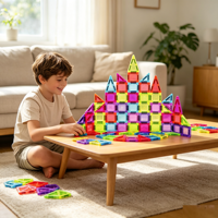 Offre Spéciale : Ensemble de 68 Mini Tuiles Magnétiques Colorées pour Fenêtre, Blocs de Construction 3D DIY en ABS, Jouet Éducatif STEM pour Enfants, Idéal pour le Jeu en Intérieur