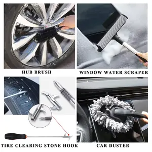 23 Stuks Professionele Auto Care Kit Auto Voorruit Reiniging Tool Detaillering Borstel Set Voor Interieur Exterieur Reiniging