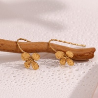 Nouvelles boucles d'oreilles pendantes en forme de petite fleur, élégantes et mignonnes, en acier inoxydable plaqué or 18 carats, pour femmes