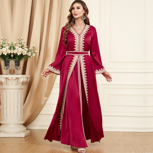 2023 stile modesto 3347 abito da sera in due pezzi da donna Muslim Abaya in poliestere per l'estate nella regione del Medio Oriente arabo - Product Image 6