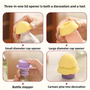 Silicone Bottle Cap Opener Christmas Tree Shape Easy Twist Lid Opener Non-Slip Soft Grip for Kids Elderly Home <b>Kitchen</b> <b>Camping</b> - Product Image 5