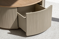 Mobilier naturel table basse ronde moderne en bois de chêne table basse multifonctionnelle avec tiroirs