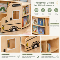 Étagère à livres incurvée en bois pour enfants avec étagères de rangement pour la maternelle, la garderie, la crèche, la salle de classe, meubles d'intérieur