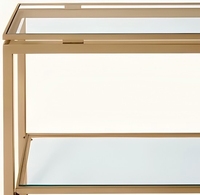 Table console de rangement haut de gamme moderne avec cadre en acier inoxydable brossé et plateau en verre transparent pour salon, salle à manger, appartement, maison