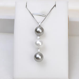 Pendentif en bois tendance en argent S925 avec 3 perles, accessoires de bricolage, tête de pendentif 8-9 à suspendre avec plateau vide semi-fin pour la fabrication de bijoux - Product Image 3