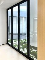 Sistem Pintu Lipat Akordion Geser Vertikal Ganda Desain Tahan Air Kaca Lipat Aluminium Modern Pintu Bifold