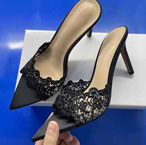 2025 Summer Huizhou Collection European American Fashion High Top Open Back Mesh Upper Super High Thin <b>Heels</b> Sandals Pointed Toe - Product Image 5