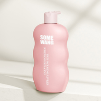 Bouteille Rose Vide 500 ML en Plastique HDPE pour Emballage Cosmétique Soins du Corps, Lotion et Shampoing de Forme Unique