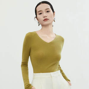 Pull en <span class=keywords><strong>laine</strong></span> mérinos 100% à tricotage fin, col en V, style coréen, fin, ajusté, tricoté 18GG, pull en <span class=keywords><strong>laine</strong></span> uni, vente chaude - Product Image 6