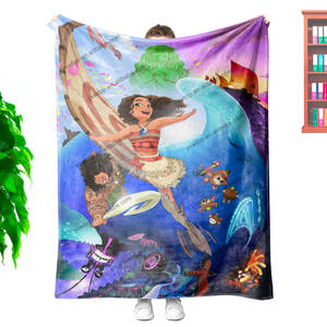 Manta de Felpa con Personaje de la Princesa Moana, la Más Vendida, Personalizada con Estampado de Dibujos Animados, de Poliéster Grueso y Franela - Product Image 2