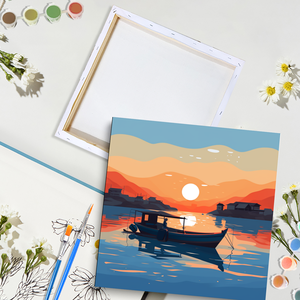 La pittura di CHENISTORY con numeri i kit per principianti del paesaggio del tramonto del fumetto <span class=keywords><strong>facili</strong></span> <span class=keywords><strong>da</strong></span> <span class=keywords><strong>dipingere</strong></span> Include kit di artigianato fai <span class=keywords><strong>da</strong></span> te per decori di casa - Product Image 4