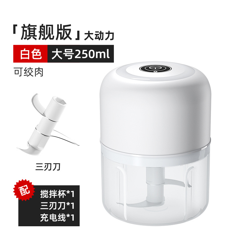 Hachoir à viande et à ail haute puissance, 250 ml - Blanc