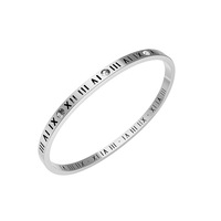 Bracelet jonc ajustable en acier inoxydable plaqué avec strass et chiffres romains pour femme, bijou tendance pour le quotidien, vente en gros
