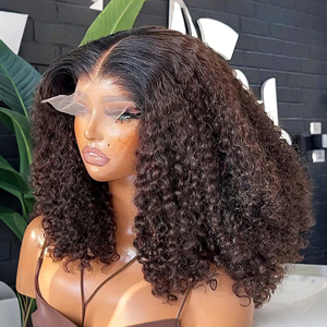 Mật độ cao siêu đôi rút ngắn xoăn <span class=keywords><strong>Bob</strong></span> 4x4 đóng cửa tóc giả nguyên Trinh Remy tóc con người màu sắc tự nhiên 13x4 pissy xoăn tóc giả - Product Image 3