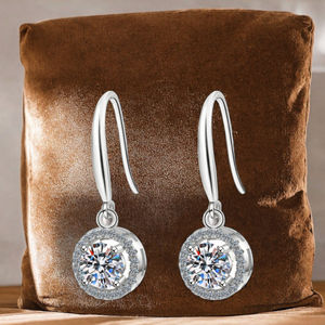 Gorgeous <b>Aesthetic</b> White GRA Certified VVS1 D Color Oval Moissanite 925 Sterling Silver <b>Earrings</b> - Product Image 2