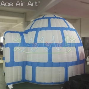 Tente de dôme <span class=keywords><strong>gonflable</strong></span> d'hiver de grotte de père noël d'igloo <span class=keywords><strong>gonflable</strong></span> bleu et blanc pour le décor extérieur de noël enfants amusement - Product Image 5