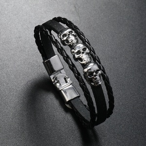 Bracelet en cuir tressé fait main avec crâne en fer, style vintage, personnalisé pour homme et femme - Vente chaude <span class=keywords><strong>AliExpress</strong></span> - Product Image 2