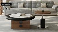 Table basse en bois minimaliste moderne avec texture marbrée - Table centrale de luxe pour bureau et salon