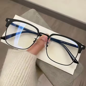 Lunettes Semi-Cerclées <span class=keywords><strong>Mode</strong></span> Homme, Lunettes de Myopie Anti-Lumière Bleue à Verres Plats - Product Image 4