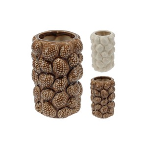 Jarrón de Cerámica con Relieve de Piñas, 23 cm de Alto, Surtido - Product Image 1
