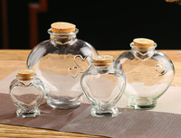 Bouteille en verre en forme de cœur de 500 ml avec bouchon en liège, estampage à chaud, pour vœux, décoration de mariage, cadeau DIY