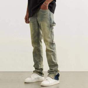 กางเกงยีนส์ทรงสลิมฟิตเอวสูง ดีไซน์ใช้งานง่าย สไตล์ช่างไม้ ปรับขนาดได้ที่ชายกางเกง ซิปปรับระดับได้ กางเกงยีนส์วินเทจสำหรับผู้ชาย - Product Image 3