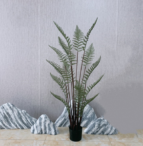 Venta al por mayor árbol de helecho persa artificial con maceta Real Touch plástico bonsái planta realista para la decoración del hogar - Product Image 3