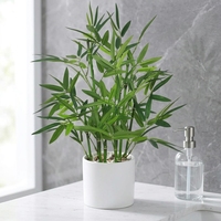 Plante artificielle en bambou durable de 18 pouces de haut (pot noir) 365 Decor, pour intérieur/extérieur, maison, bureau, comptoir de cuisine