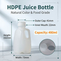 Bouteille en plastique HDPE avec poignée, vide, pour le stockage de liquides, réutilisable, pour jus, lait, miel, condiments, emballage