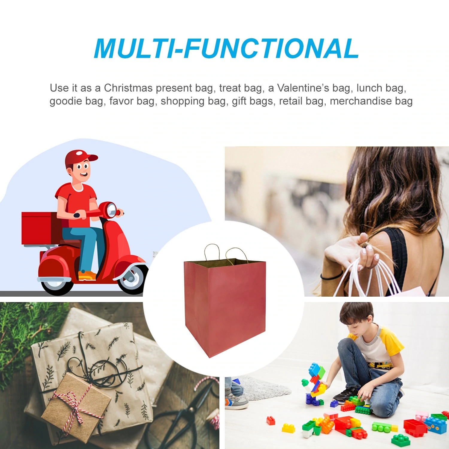 Burgundy Paper Bags with Twisted Handles 14x10<i></i>x15.75 inches