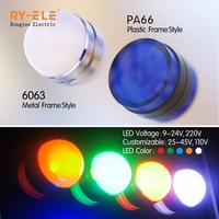 22mm IP65 Étanche LED Voyant Lampe Bouton Poussoir Plat/Rotule 250V Max Tension 25A Max Courant 1NO1NC
