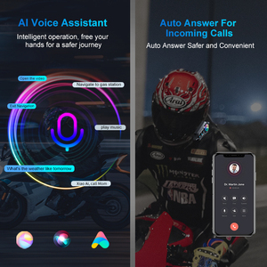 Casque sans fil de moto Y12 avec musique et commande vocale Haut-parleurs de casque sans fil avec appel clair de la radio FM - Product Image 3