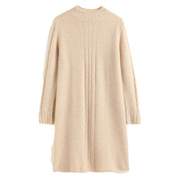 Nouvelle arrivée 100% robe en pur cachemire pour l'automne et l'hiver mi-longueur simple pull tricoté col rond jupe longue