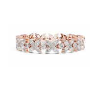 Pulsera de tenis floral de oro macizo de 14K con diamantes cultivados en laboratorio de corte marquesa y redondo para mujer - Diseño elegante y lujoso