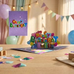 Cartes d'anniversaire 3D personnalisées faites à la main en gros, cadeaux souvenirs, ballons, artisanat en papier, décoration intérieure, impression personnalisée vietnamienne - Product Image 5