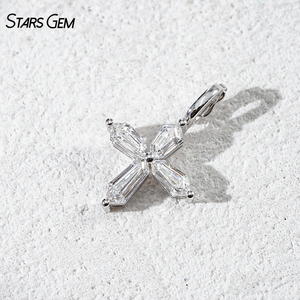 10K White Gold Solid Gold with DEF VS Lab Diamond <b>Cross</b> pendant Jewelry - Product Image 3