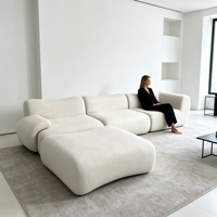 Ensemble de canapés en tissu capitonné, ottoman en éponge durable compressé sous vide, utilisation en appartement, hôtel, villa, canapé modulaire en forme de L, moderne